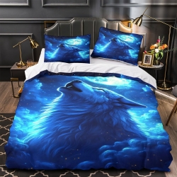 Loup Housse de Couette Imprimée 3D Douce 3 Pièces Literie Garçons Filles