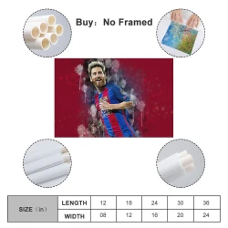 Lionel Messi Peinture sur toile sans cadre, impressions posters art mural pour déco maison chambre bureau