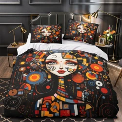 Art abstrait Femmes Housse de Couette Imprimée 3D Douce 3 Pièces Literie Garçons Filles