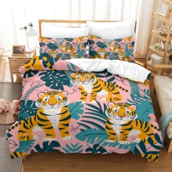 Tigre Housse de Couette Imprimée 3D Douce 3 Pièces Literie Garçons Filles
