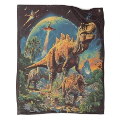 Dinosaure Plaid en Polaire Imprimé 3D Couverture Douce Confortable pour Canapé Lit Bureau