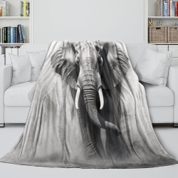 Éléphant Plaid en Polaire Imprimé 3D Couverture Douce Confortable pour Canapé Lit Bureau