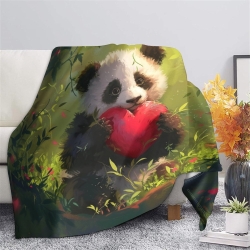 Giant Panda Plaid en Polaire Imprimé 3D Couverture Douce Confortable pour Canapé Lit Bureau