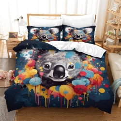 Koala Housse de Couette Imprimée 3D Douce 3 Pièces Literie Garçons Filles