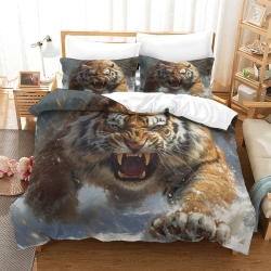 Tigre Housse de Couette Imprimée 3D Douce 3 Pièces Literie Garçons Filles