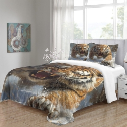Tigre Housse de Couette Imprimée 3D Douce 3 Pièces Literie Garçons Filles