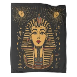Pharaon égyptien Plaid en Polaire Imprimé 3D Couverture Douce Confortable pour Canapé Lit Bureau
