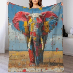 Éléphant Plaid en Polaire Imprimé 3D Couverture Douce Confortable pour Canapé Lit Bureau