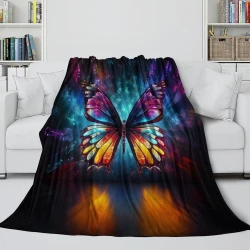 Papillon Plaid en Polaire Imprimé 3D Couverture Douce Confortable pour Canapé Lit Bureau