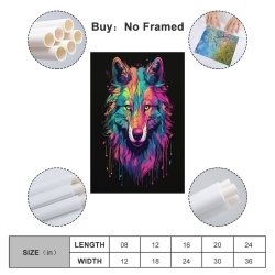 Loup Peinture sur toile sans cadre, impressions posters art mural pour déco maison chambre bureau