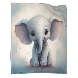 Éléphant Plaid en Polaire Imprimé 3D Couverture Douce Confortable pour Canapé Lit Bureau