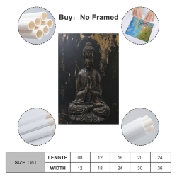 Buddha Unframed Canvas Painting, Wall Art Poster Prints for Home Bedroom Office Decoration