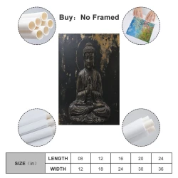 Bouddha Peinture sur toile sans cadre, impressions posters art mural pour déco maison chambre bureau