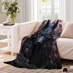 Loup Plaid en Polaire Imprimé 3D Couverture Douce Confortable pour Canapé Lit Bureau