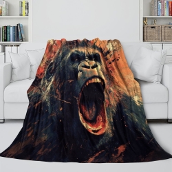 Gorille Plaid en Polaire Imprimé 3D Couverture Douce Confortable pour Canapé Lit Bureau
