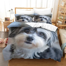 Shih Tzu Housse de Couette Imprimée 3D Douce 3 Pièces Literie Garçons Filles
