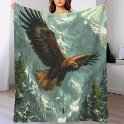 Aigle Plaid en Polaire Imprimé 3D Couverture Douce Confortable pour Canapé Lit Bureau