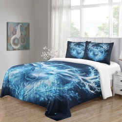 Renne Housse de Couette Imprimée 3D Douce 3 Pièces Literie Garçons Filles