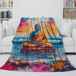 Buddha 3D Printed Fleece Throw Blanket Soft Cozy Blanket for Couch Sofa Bed Office