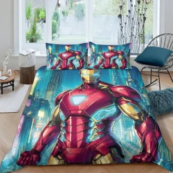 Avengers Iron Man 3D Gedruckter Bettbezug Weiche 3-teilige Bettwäsche für Jungen Mädchen