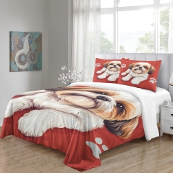 Shih Tzu Housse de Couette Imprimée 3D Douce 3 Pièces Literie Garçons Filles