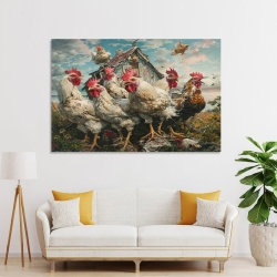 Coq Peinture sur toile sans cadre, impressions posters art mural pour déco maison chambre bureau