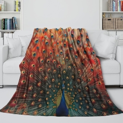 Paon Plaid en Polaire Imprimé 3D Couverture Douce Confortable pour Canapé Lit Bureau