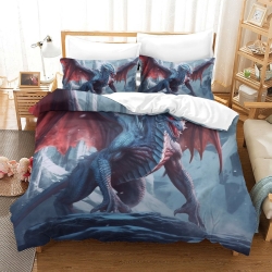Frostdrache 3D Gedruckter Bettbezug Weiche 3-teilige Bettwäsche für Jungen Mädchen  