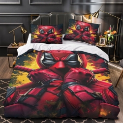 Deadpool Marvel Housse de Couette Imprimée 3D Douce 3 Pièces Literie Garçons Filles