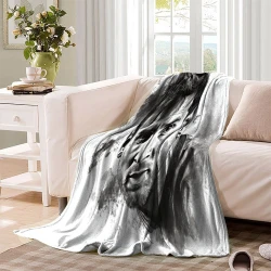 Lionel Messi Plaid en Polaire Imprimé 3D Couverture Douce Confortable pour Canapé Lit Bureau