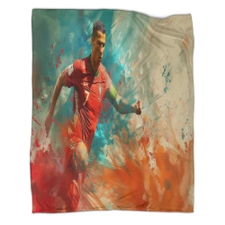 Cristiano Ronaldo Coperta in Pile Stampata 3D Morbida e Confortevole per Divano Letto Ufficio