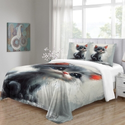 Dwarf Chat Housse de Couette Imprimée 3D Douce 3 Pièces Literie Garçons Filles