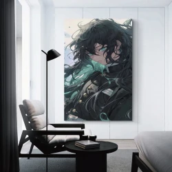 Tueur de démons: Demon Slayer Peinture sur toile sans cadre, impressions posters art mural pour déco maison chambre bureau