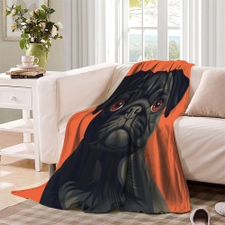 French Bouledogue Plaid en Polaire Imprimé 3D Couverture Douce Confortable pour Canapé Lit Bureau