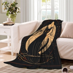 Chat Plaid en Polaire Imprimé 3D Couverture Douce Confortable pour Canapé Lit Bureau