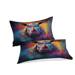 Rhinocéros Housse de Couette Imprimée 3D Douce 3 Pièces Literie Garçons Filles