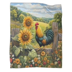 Coq Plaid en Polaire Imprimé 3D Couverture Douce Confortable pour Canapé Lit Bureau