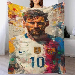 Lionel Messi Coperta in Pile Stampata 3D Morbida e Confortevole per Divano Letto Ufficio