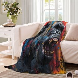 Gorille Plaid en Polaire Imprimé 3D Couverture Douce Confortable pour Canapé Lit Bureau