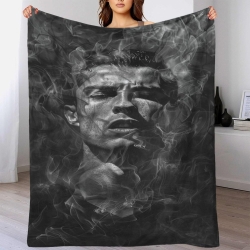 Cristiano Ronaldo Plaid en Polaire Imprimé 3D Couverture Douce Confortable pour Canapé Lit Bureau