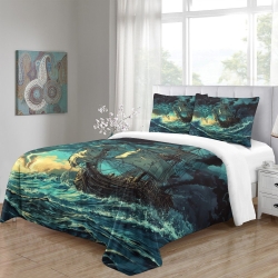 Voilier Housse de Couette Imprimée 3D Douce 3 Pièces Literie Garçons Filles