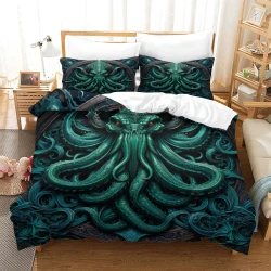 Mythe de l'horreur Cthulhu Housse de Couette Imprimée 3D Douce 3 Pièces Literie Garçons Filles