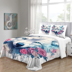 Loup Housse de Couette Imprimée 3D Douce 3 Pièces Literie Garçons Filles