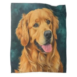 Golden Retriever Plaid en Polaire Imprimé 3D Couverture Douce Confortable pour Canapé Lit Bureau