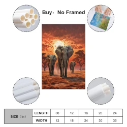 Éléphant Peinture sur toile sans cadre, impressions posters art mural pour déco maison chambre bureau
