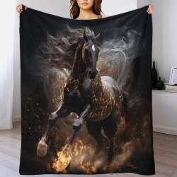 Cheval Plaid en Polaire Imprimé 3D Couverture Douce Confortable pour Canapé Lit Bureau