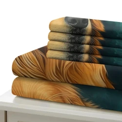 Golden Retriever Housse de Couette Imprimée 3D Douce 3 Pièces Literie Garçons Filles