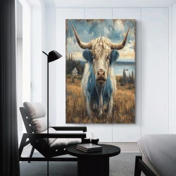Vache des Highlands Peinture sur toile sans cadre, impressions posters art mural pour déco maison chambre bureau
