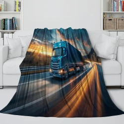 Gros camion Plaid en Polaire Imprimé 3D Couverture Douce Confortable pour Canapé Lit Bureau