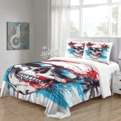Crâne Housse de Couette Imprimée 3D Douce 3 Pièces Literie Garçons Filles